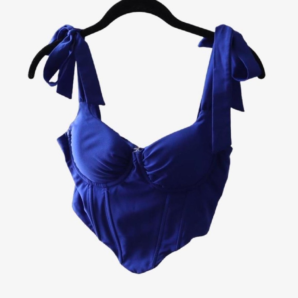 Blue Cropped Corset Top